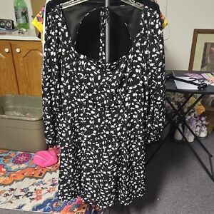 Missguided Black and White Long Sleeve Sundress